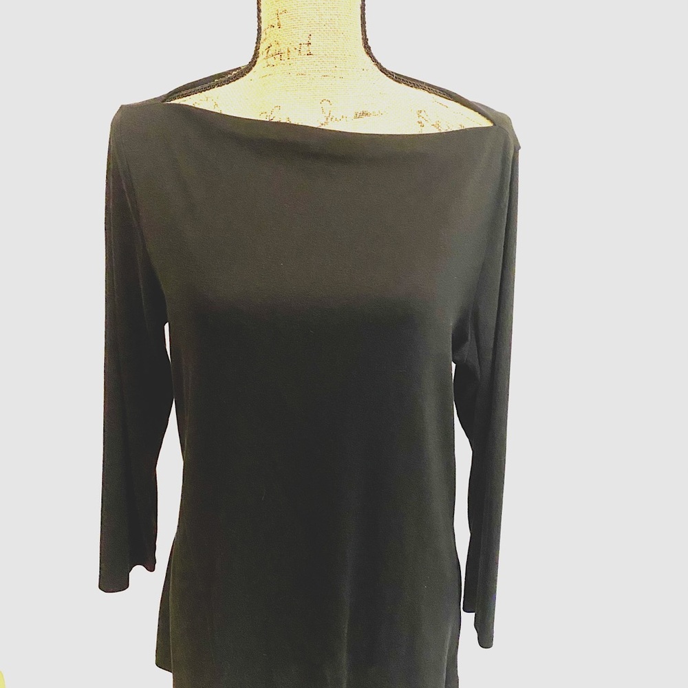 Black cotton 3/4 length sleeve shirt